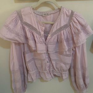 Pink blouse from love shack fancy